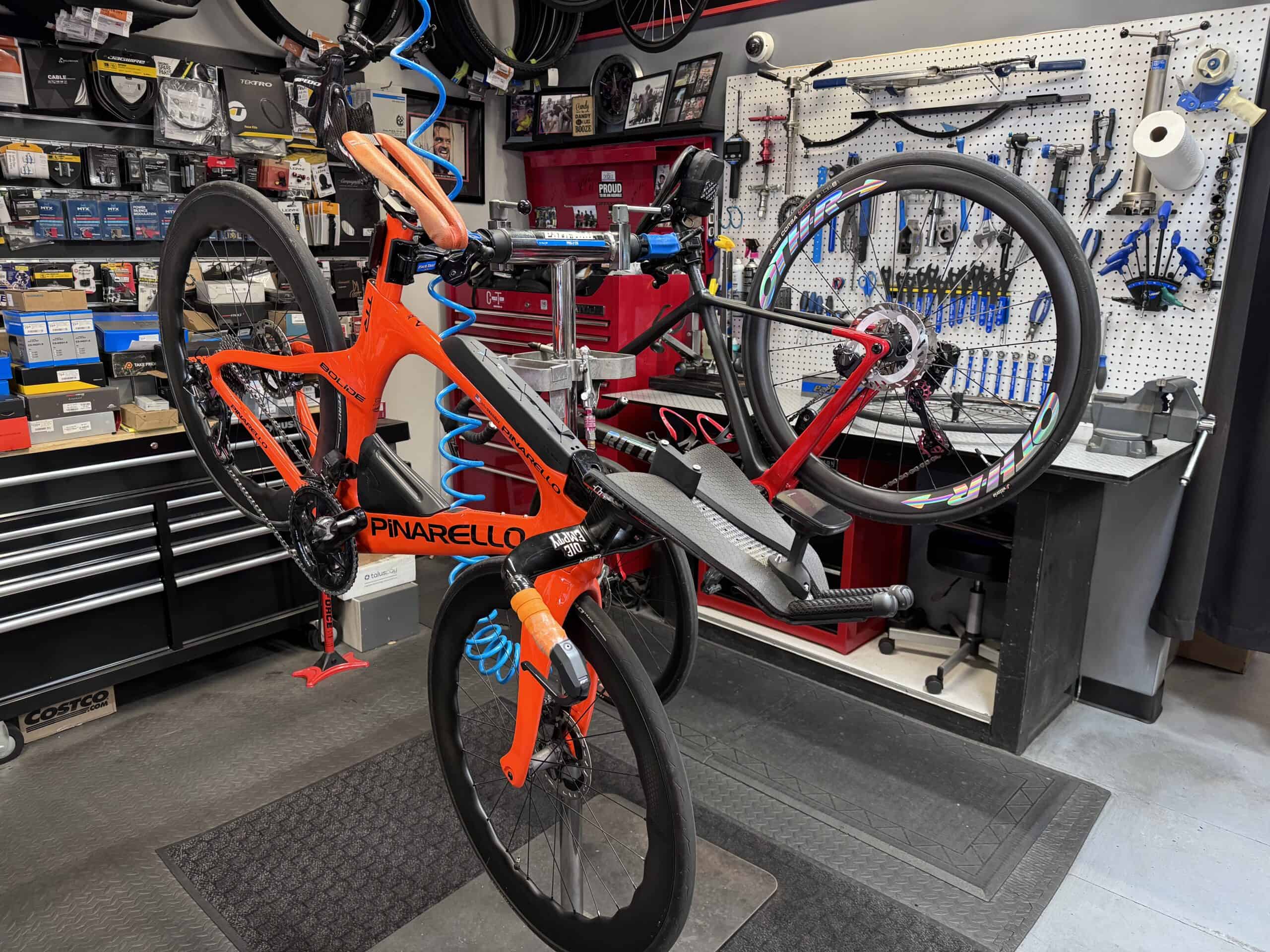 Image of bikes being worked on.